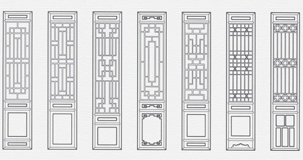 宁远常用中式仿古花窗图案隔断设计图